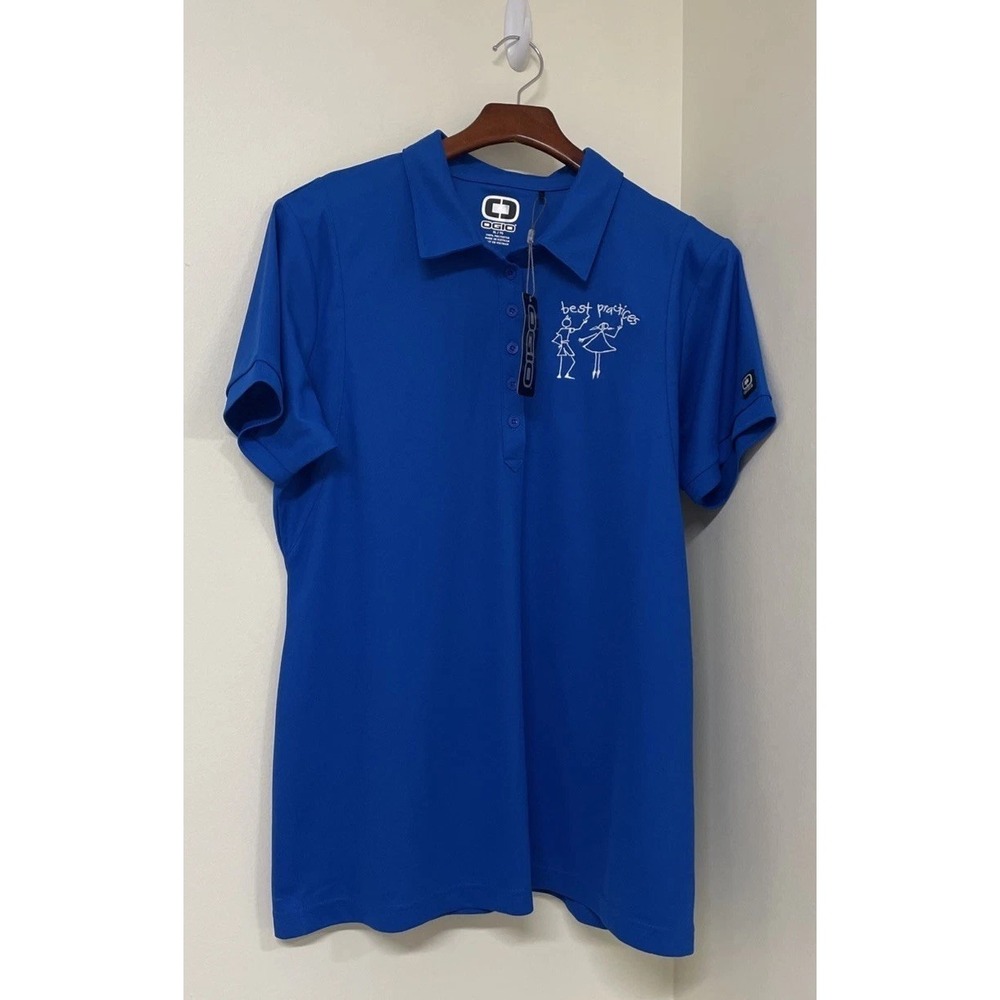 NWT OGIO Polo Shirt "best practices" Royal Blue Short Sleeves Women's XL
